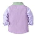 thumbnail image 4 of Qabnzmfo Toddlers Boys Girls Button Down Shirt Color Block Long Sleeve Striped Shirts with Chest Pocket Casual Play Vacation Boys Clothes,Sizes 18M-7 Years, 4 of 8