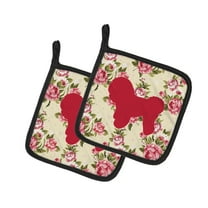 Caroline's Treasures BB1107-RS-YW-PTHD Bichon Frise Shabby Chic Yellow Roses Pair of Pot Holders , 7.5HX7.5W,