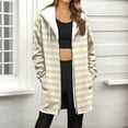 thumbnail image 5 of Fmbrln Women Long Fleece Jackets Full Zip Up Long Sleeve Stripe Print Hooded Jackets Fall Winter Thickened Warm Outwear with Pockets, 5 of 6