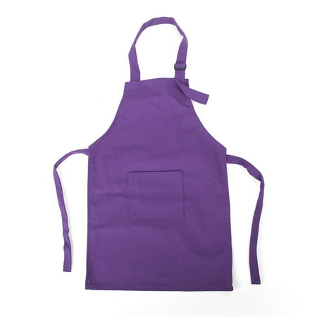 Kids Laminated Apron Opromo Colorful Cotton Canvas Kids Aprons with Pocket, Artist Apron & Chef Apron(S-XXL)-Purple-L ()
