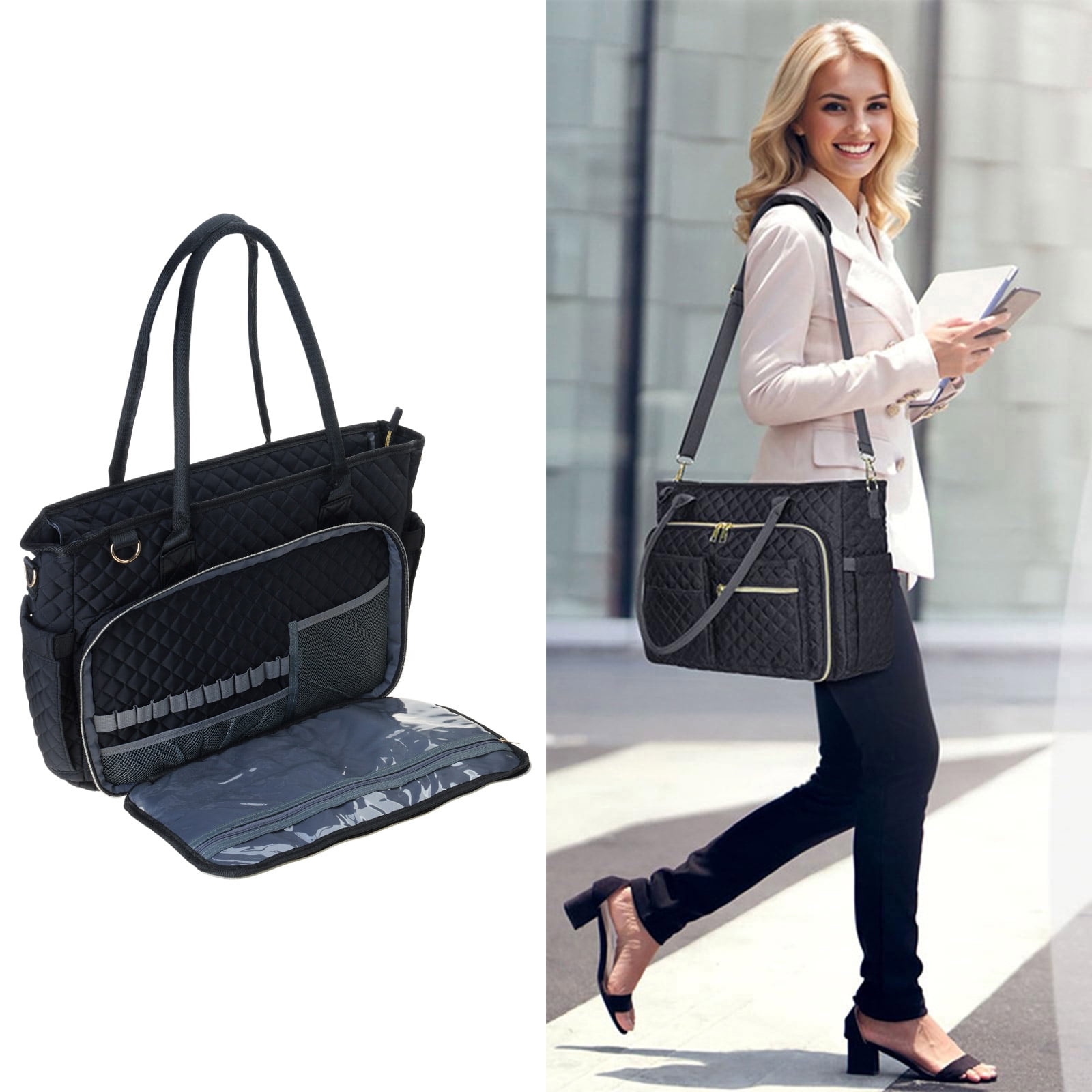 Teacher Toted Bag Work Laptop Bag with Cup Holder,Nurse Bags Professional Briefcases Business Computer Purses Handbag