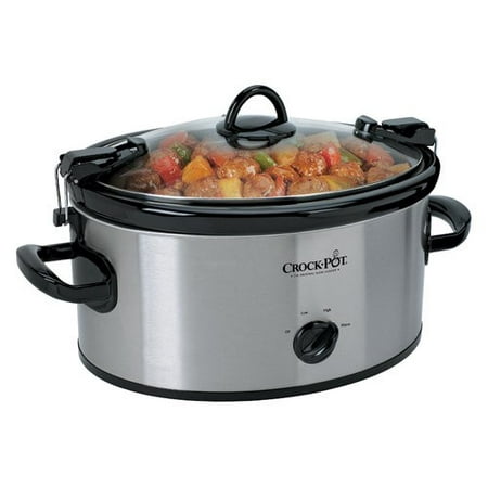 Crock-Pot Cook' N Carry Oval Manual Portable Slow Cooker, 6-Quart, Stainless Steel