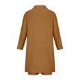 thumbnail image 5 of Teissuly Women's Solid Turndown Collar Long Sleeve Long Shirt Blouse + Shorts Pants Set, 5 of 8