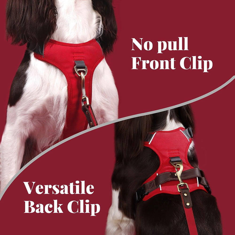 Pet Artist No Pull PU Leather Dog Harness, Adjustable Pet Vest with Handle, Quick Fit Easy Control Soft Padded Vest for Small Medium Large Dogs