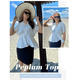 thumbnail image 3 of Blusas peplum para mujer de Joefnel Camisas babydoll Blusas de verano Tops con volantes para mujer Top peplum, 3 of 5