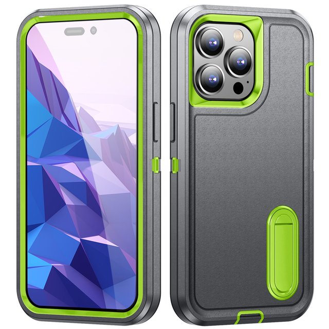 for iPhone 15 Pro Case, iPhone 15 Pro Phone Case with Built in Kickstand, Shockproof/Dustproof/Drop Proof Heavy Duty Military-Grade Rugged Protective Cover for iPhone 15 Pro,Grey,For iPhone 15 Pro