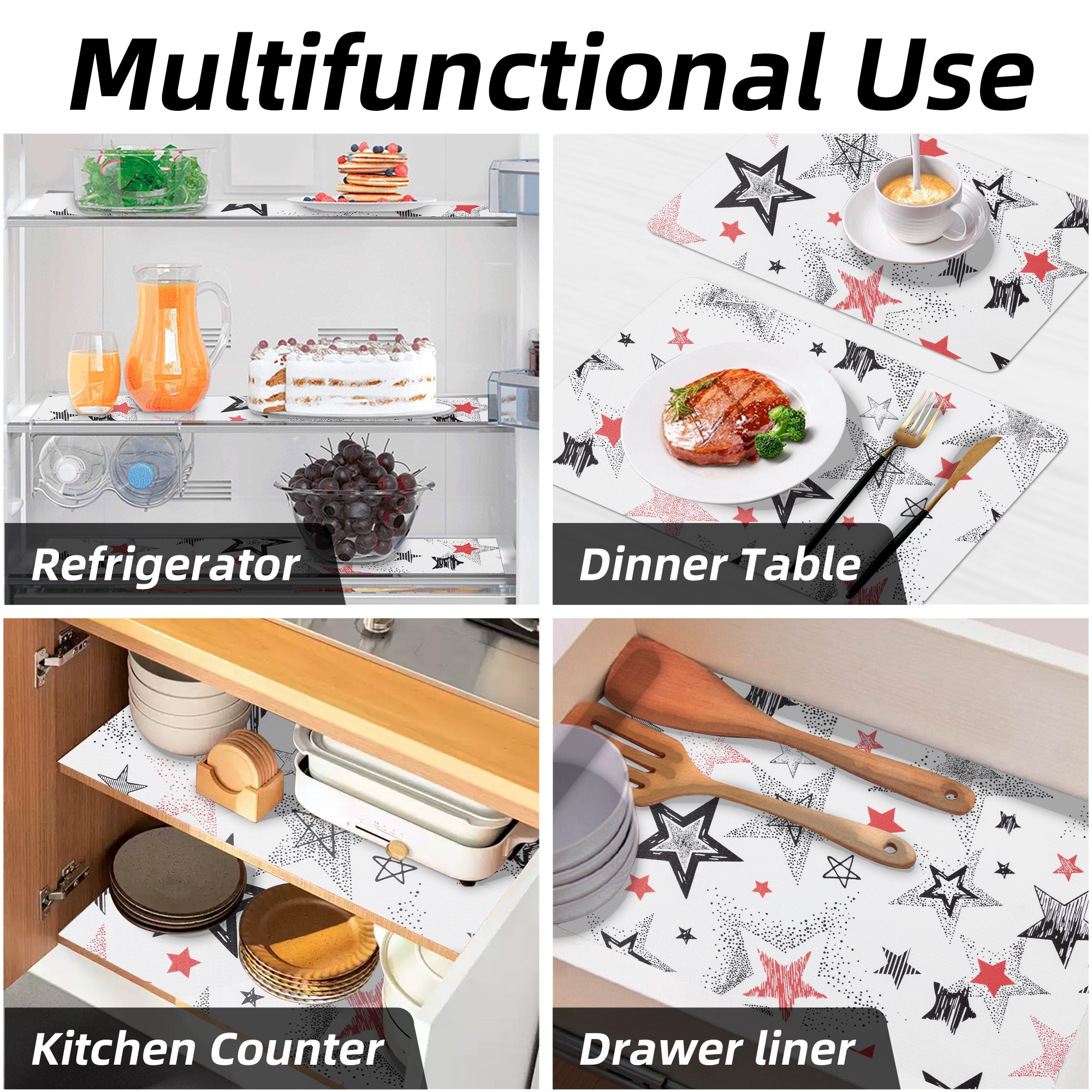 RAY STAR Shelf Drawer and Cabinet Liner for Kitchen 18 inch by 24FT Non Adhesive Non Slip Dresser Pantry Mat Easy to Clean Strong Grip Waterproof Liner