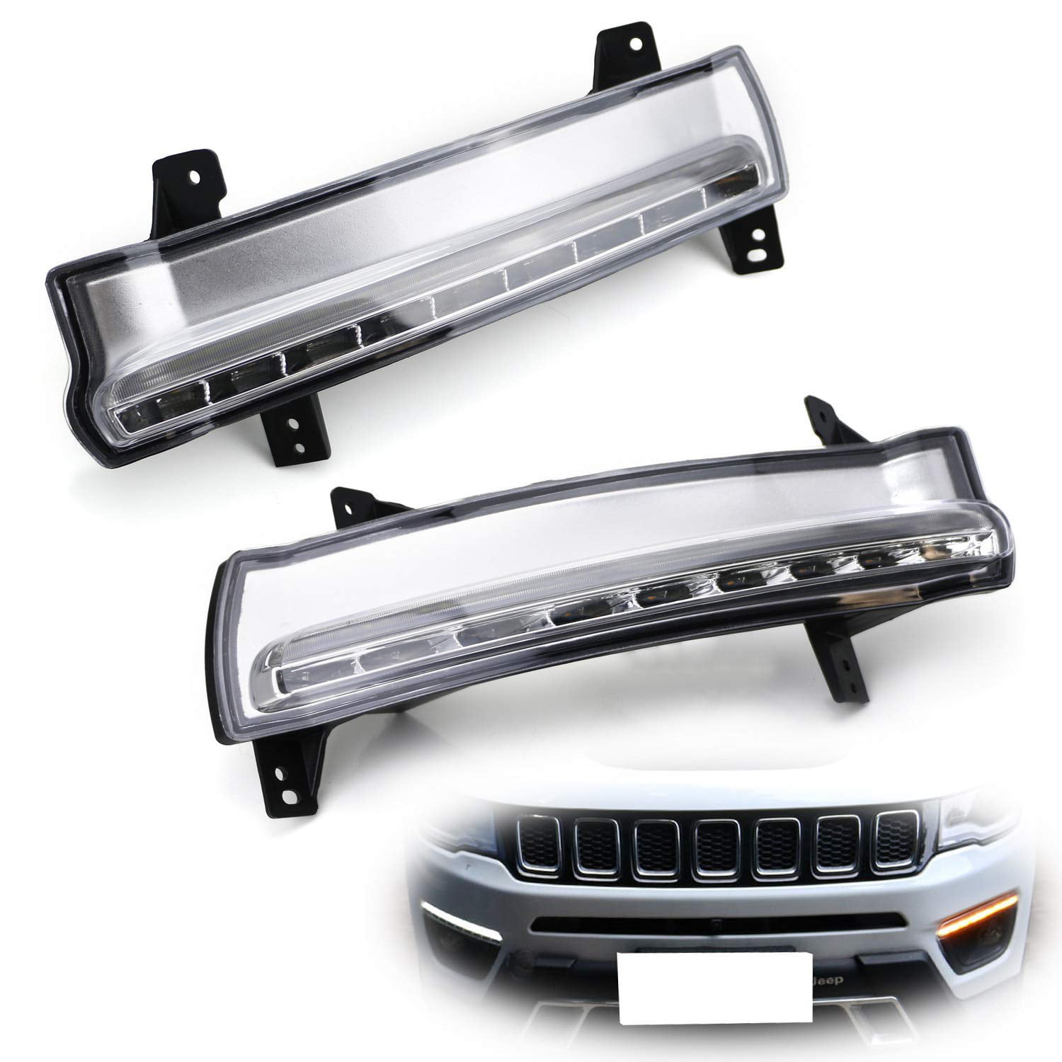 HID White High Power LED DRL Daytime Running Lights For 17-up Jeep Compass
