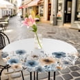 thumbnail image 3 of Watercolor Flowers Elastic Fitted Round Table Cover Ombre Blue Brown Waterproof Outdoor Tablecloth for Holiday Party, Picnic, Patio & Dining Fits Tables Up to 36"-44", 3 of 8