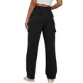 thumbnail image 3 of Gibobby Pantalones tipo cargo para mujer petite casual Pantalones de mujer diarios para el al libre con cintura elástica y bolsillos laterales(Negro,G), 3 of 5