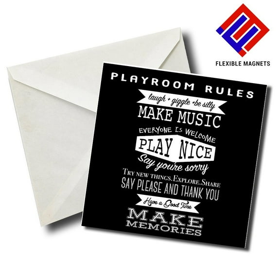 Playroom rules Inspirational Quote Magnet for refrigerator. Great Gift! By Flexible Magnets