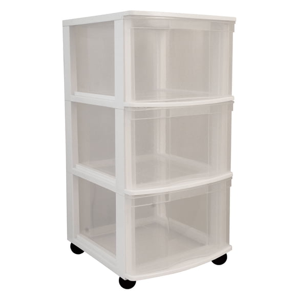Gracious Living 3 Drawer Cart White with Clear Drawers