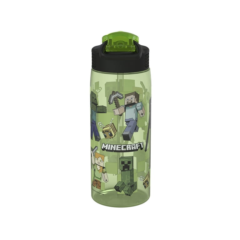 Zak Designs 25oz Minecraft Water Bottle - Plastic, Leak-Proof Lid