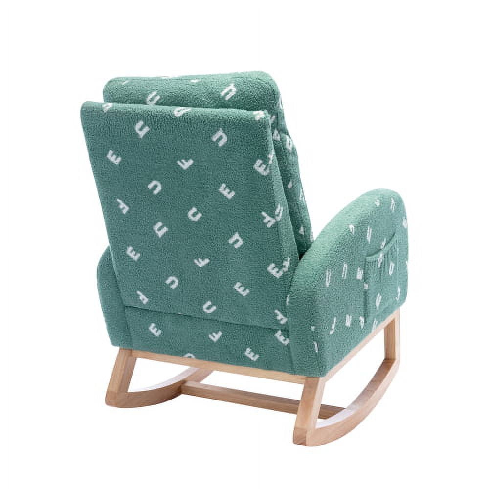ARCTICSCORPION Modern Solid Wood Side Pockets Rocking Chair, Green
