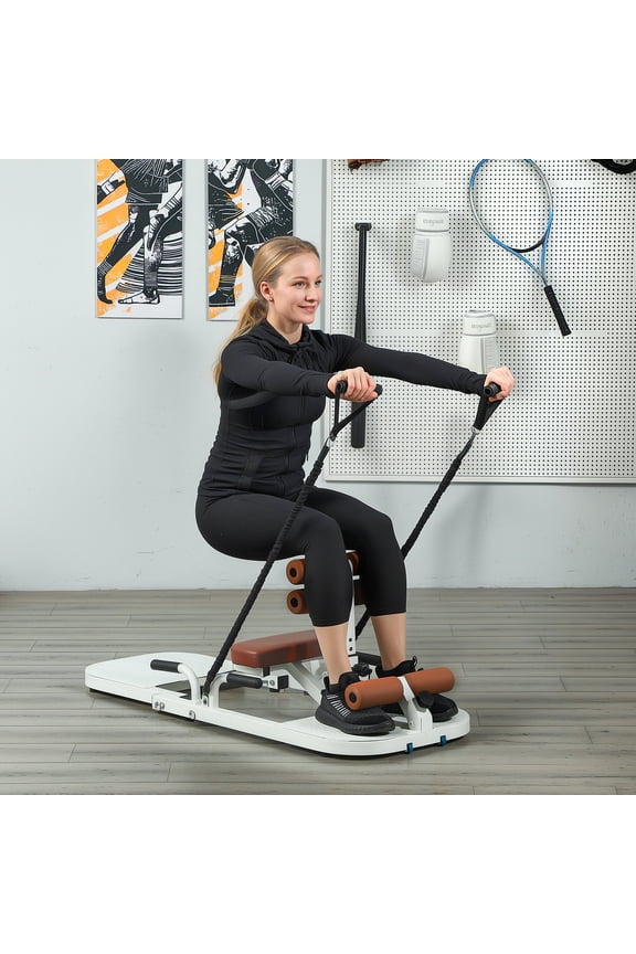Foldable Sissy Squat Machine, Multipurpose Hip Thrust Machine with Push Up Stand, White