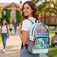 thumbnail image 2 of Xoenoiee Shark Surfboard Wave Print Clear Backpack for Boys Teens, Large Capacity School Bag Bookbag for Elementary Middle High Students, PVC See Through 17 Inch Lightweight Bookpack Knapsack, 2 of 7
