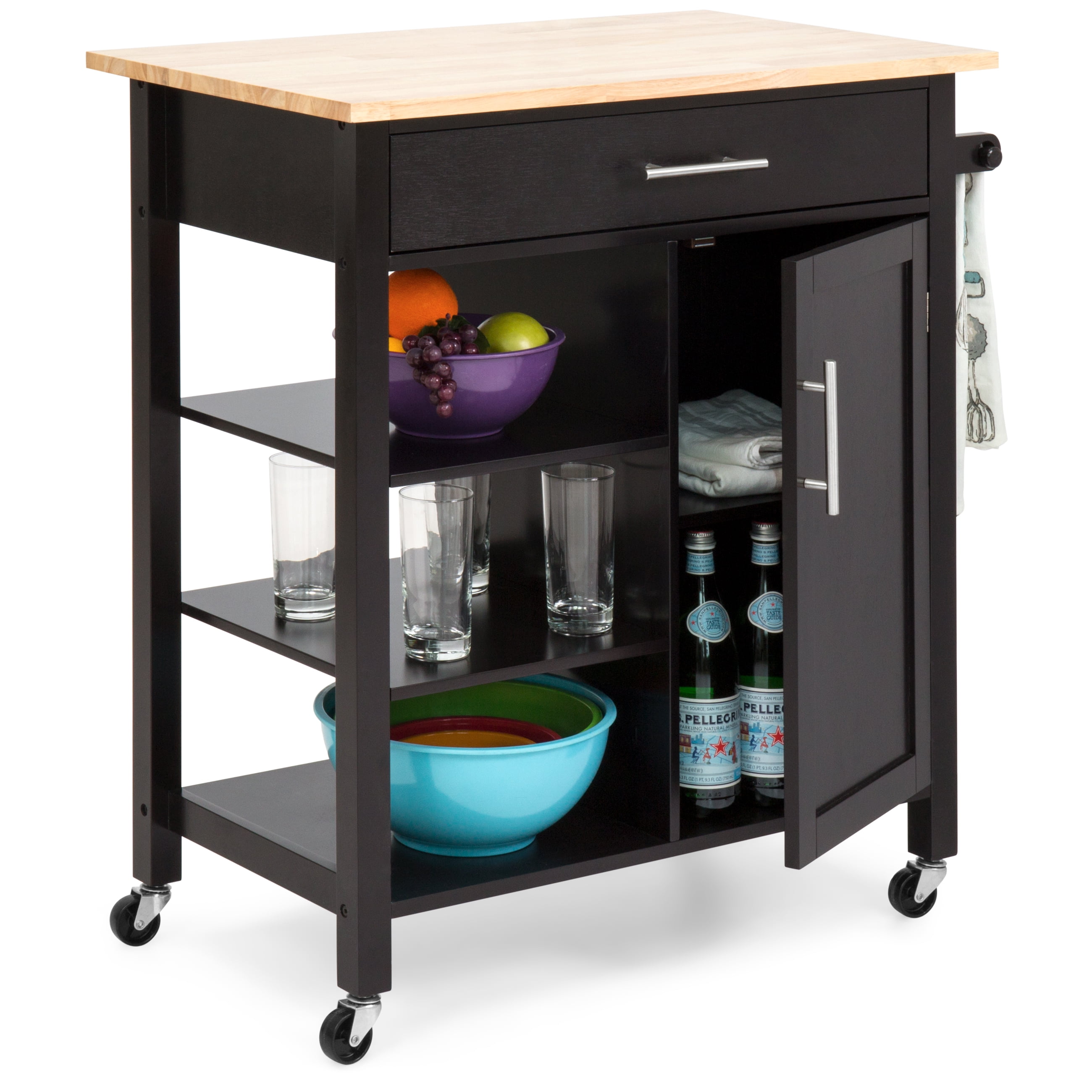 Best Choice Products Utility Kitchen Island Cart w/ Wood ...