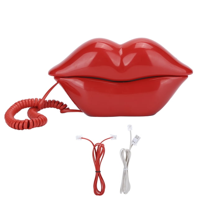 WX‑3016 Función de almacenamiento de número de teléfono de labios hogareño divertido y moderno con cableado de EE. UU./Reino UnidoRojo