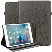 iPad Mini 1/2/3/4/5 Case, Slim Premium PU Leather Folio Stand Cover with Auto Sleep/Wake & Pencil Holder, Gray