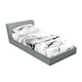 thumbnail image 2 of Ambesonne Nature Fitted Sheet & Pillow Sham Set, Pine Forest Countryside, Twinxl, Black White, 2 of 2