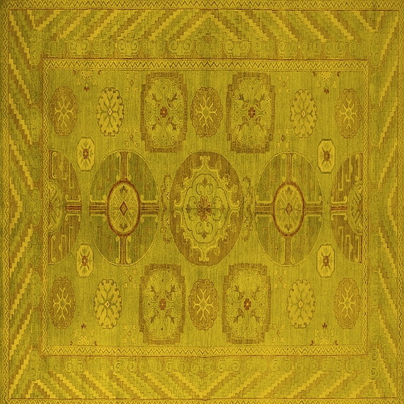 Ahgly Company Indoor Square Oriental Yellow Traditional Area Rugs, 3' Square