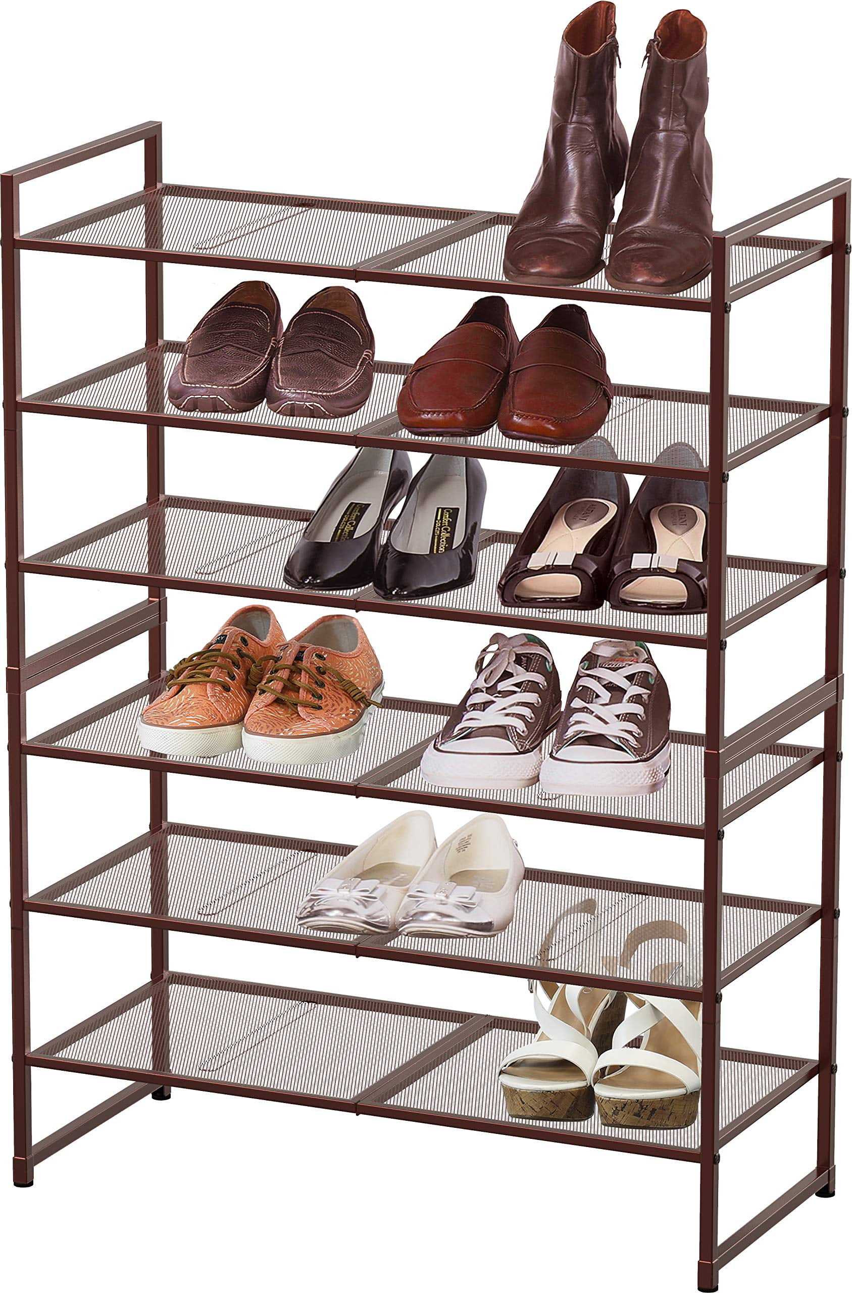 shoe storage Bronze finish foldable- shoe organizer stackable shelves –  sagler