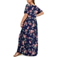 thumbnail image 3 of Asklazy Women's Short Sleeve Loose Plain Maxi Dresses Casual Long Dresses with Pockets,US Size,4XL,Sui rose navy blue, 3 of 10