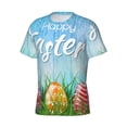 thumbnail image 3 of Yiaed Happy Easter Print Mens Short Sleeve Tight Fit T-Shirt, Crewneck Casual Tee-XX-Large, 3 of 5