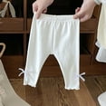 thumbnail image 2 of GigrtiJin 6 Months-4 Years Newborn Infant Cotton Pants Solid Color Elastic Waisted Ruffle Bottom Casual Pants with Bow Ribbon, 2 of 7