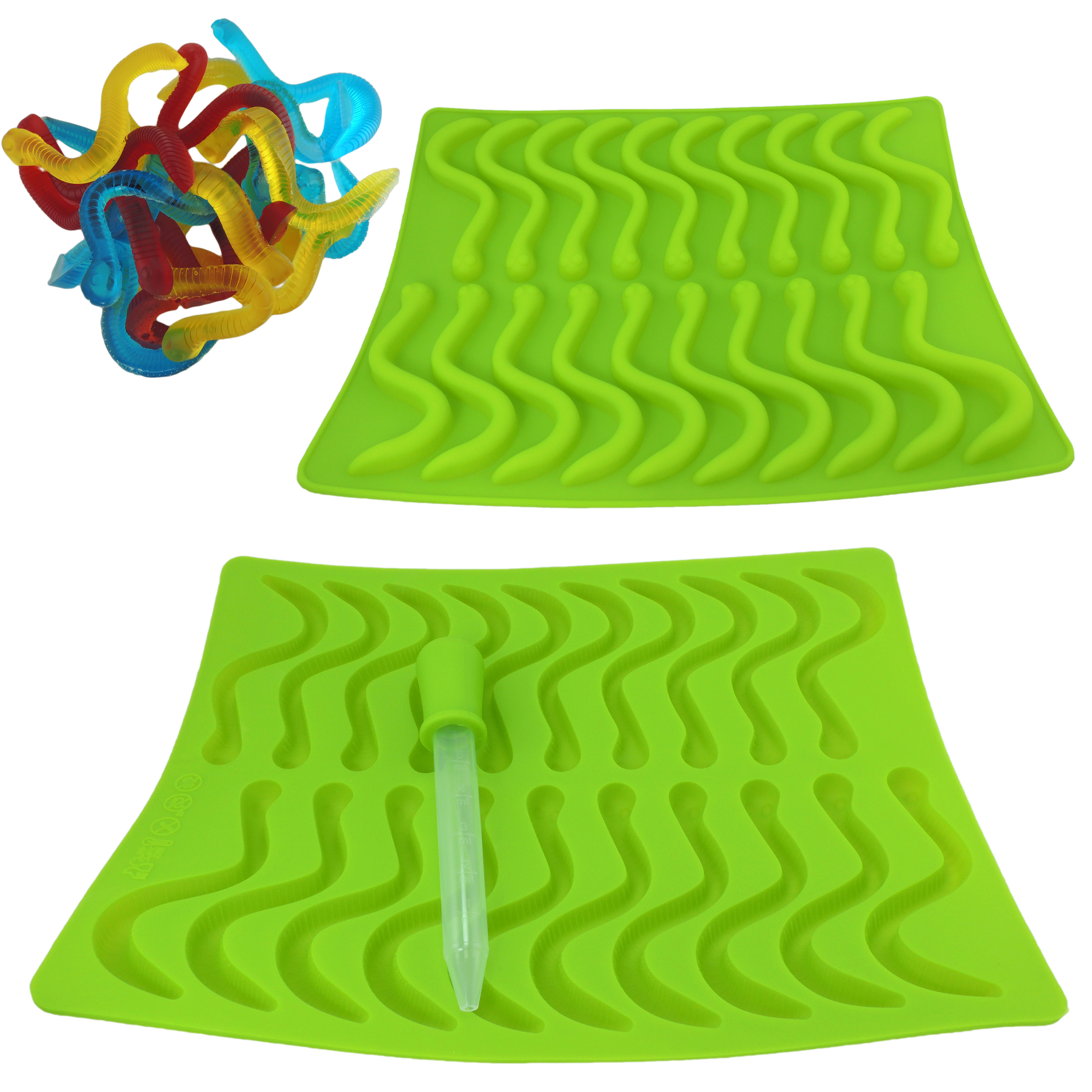 Gummy Worms Mold Maker Homemade Gummies Candy Making Kids Snacks Worm Molds Tray - image 5 of 5
