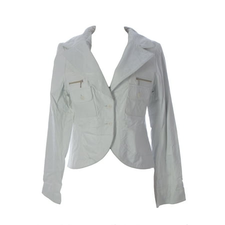 Doma Leather - Doma by Luciano Abitboul Women's Two-Button Leather Blazer Jacket Sz Small White