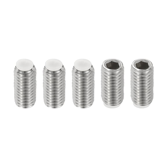 Uxcell M8x20mm Nylon Tip Grub Screw, 5pcs 304 Stainless SteelInternal Hex Head Cup Point Bolt Hardware