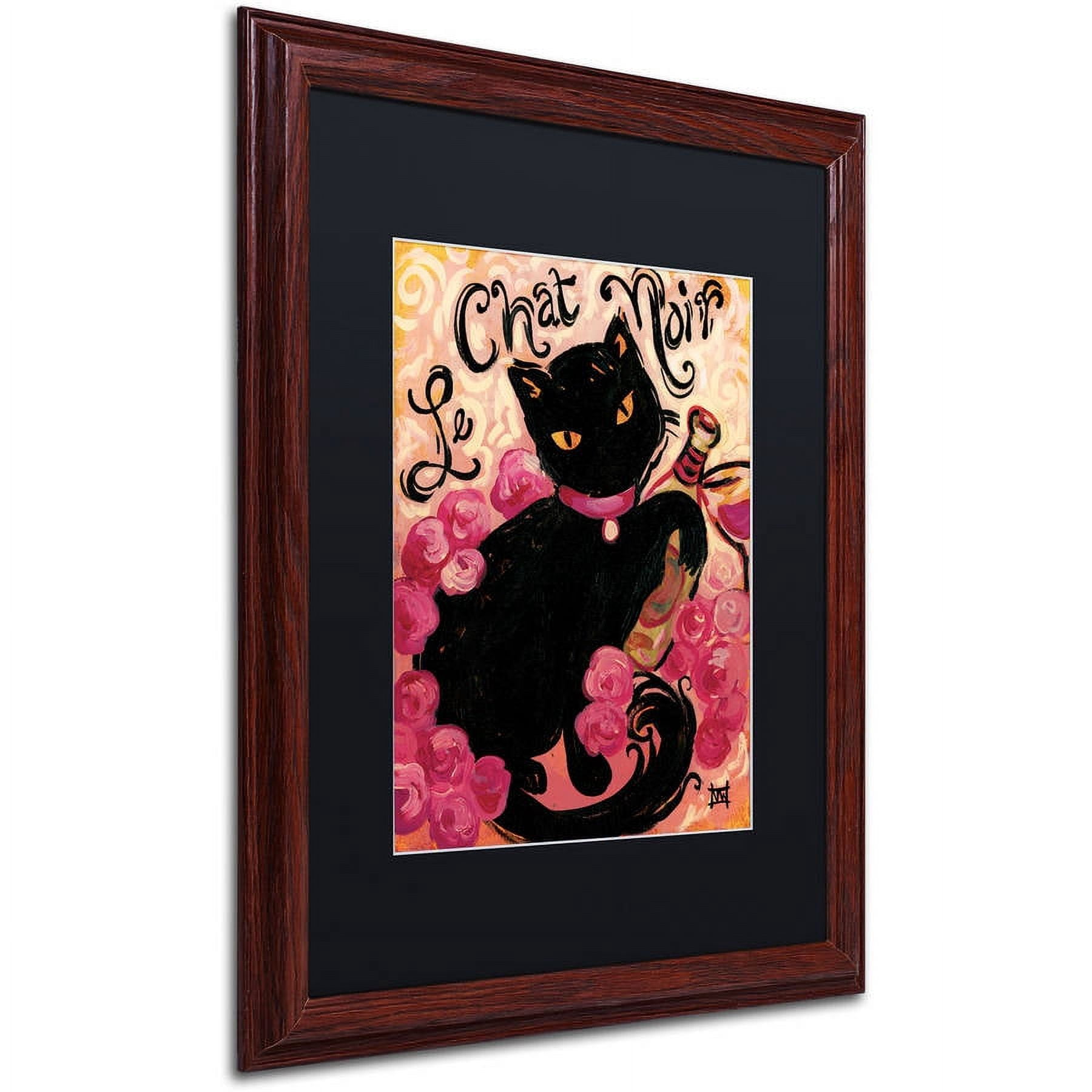 Trademark Fine Art "Le Chat Noir" Canvas Art by Natasha Wescoat, Black Matte, Wood Frame