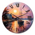 thumbnail image 2 of Designart "Port Portside euphony Pointillism" Port Landscape Oversized Wall Clock, 2 of 6