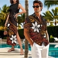 thumbnail image 3 of Jeiento Polynesia Flowers Matching Hawaiian Outfits for Couples Mens Summer Shirts Plus Size Floral Dress Men Button Down Shirt Sleeveless Dress for Women Coupleoutfits, 3 of 6