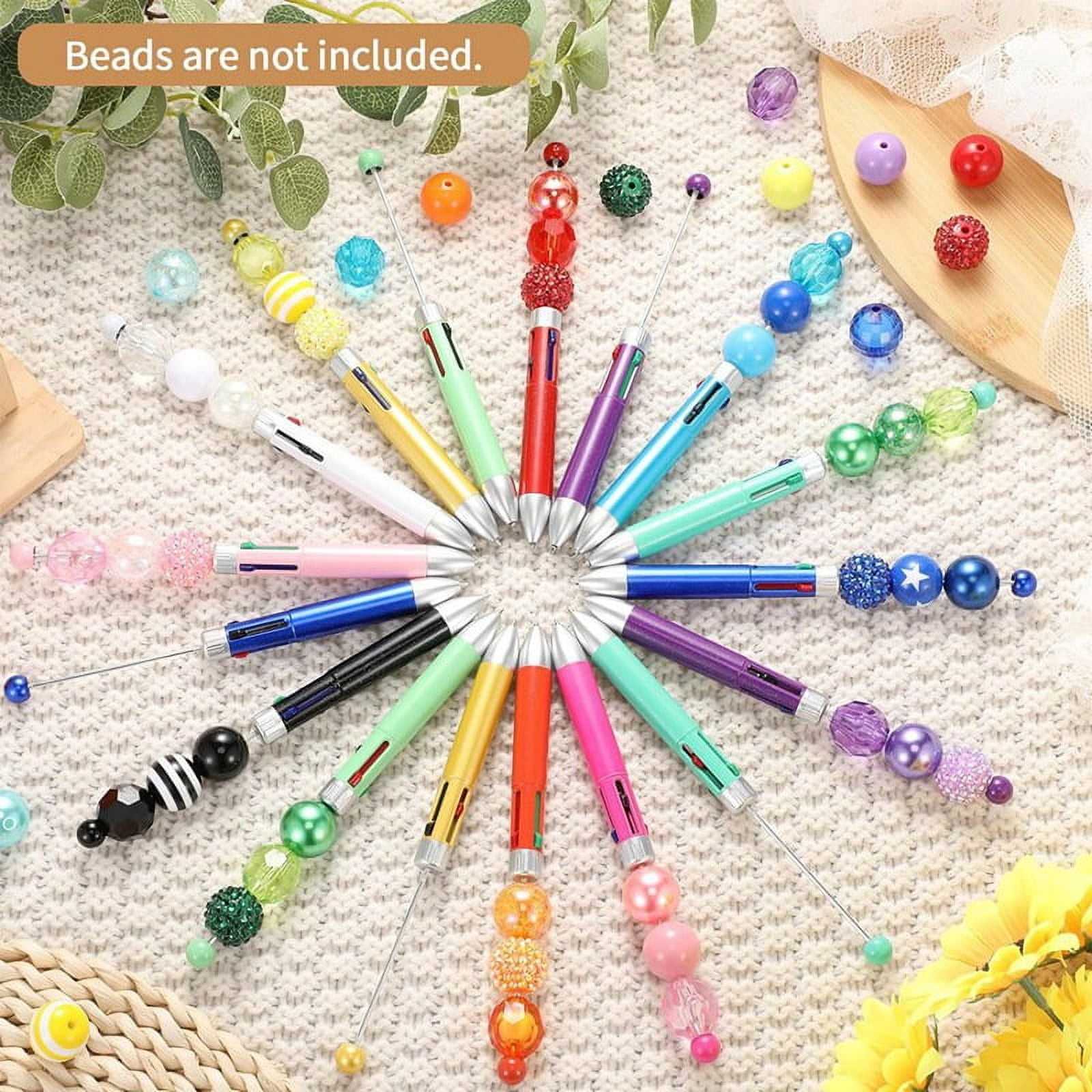 50Pc Plastic Beaded Pens Bulk Multicolor Cute 1.0mm Beaded Pens 4-in-1 Beaded Ballpoint Pens Making Graduation SuppliesB