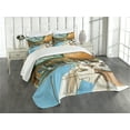 thumbnail image 3 of Ambesonne Modern Quilted Bedspread Set 3 Pcs, Large Indoor Pool, King Size, Green Pale Brown Blue, 3 of 5