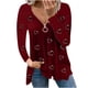 thumbnail image 1 of Blusa informal de manga larga con cuello en V y cremallera suelta con estampado de amor para mujer Pompotops gfhjh5078, 1 of 5