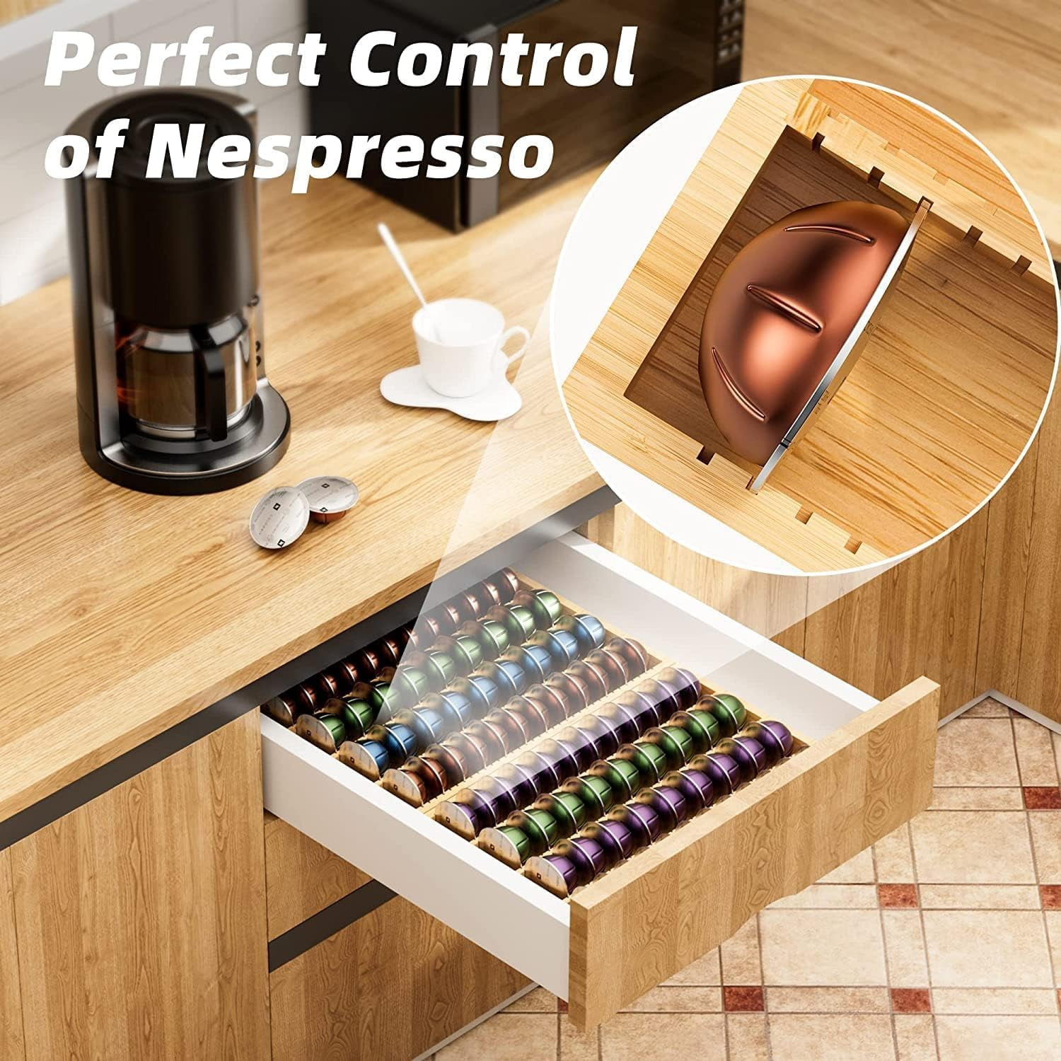 MinBoo Bamboo Nespresso Vertuo Pod Holder Countertop Organizer for Coffee Capsules Storage Walmart