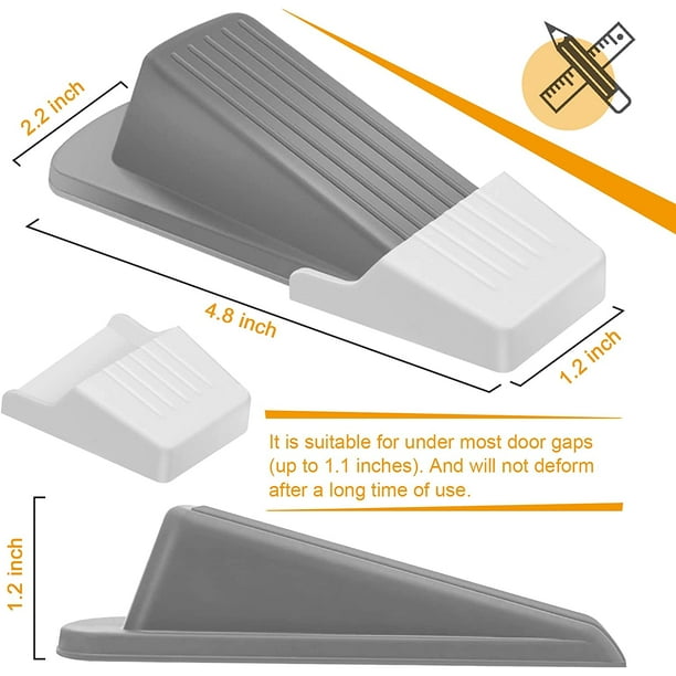 Topes de goma para puerta con cuña, tope de puerta para suelo, topes de seguridad para puerta para la parte inferior de la puerta, topes de puerta para uso en alfombras, hormigón, azulejos, suelo de madera, topes de puerta para puerta resistente (4 unidades, gris) brillar Electrónica
