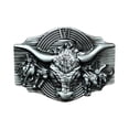 thumbnail image 1 of Hebilla de cinturón plateada con forma de cabeza de toro estilo vaquero occidental para hombre, 1 of 3
