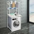 thumbnail image 3 of Over The Washer Dryer Storage Shelf 3-Tier Laundry Room Space Saver Bathroom Organizer Rack for Hanging Towels Drying Clothes Rack (White+Marble), 3 of 8