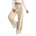 thumbnail image 6 of Corduroy Pants Womens Low Rise Wide Leg Cargo Pants Casual Baggy Lounge Pant Office Business Work Pant with Pockets Beige M, 6 of 7