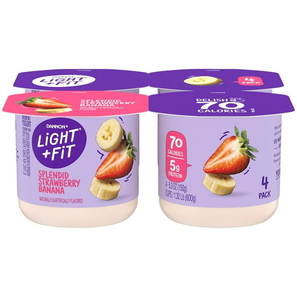 Light + Fit Nonfat GlutenFree Strawberry Banana Yogurt, 5.3 Oz. Cups
