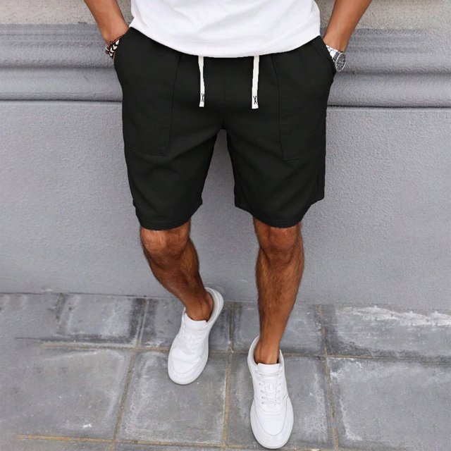 pstuiky Abreviatura para hombres, Pantalones cortos de verano para hombre, de color liso, informales, con cordón ajustable. Pantalones cortos de golf