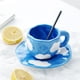thumbnail image 2 of Taza de café de cerámica irregular, grande con bandeja, taza para beber, taza de té de 250 ml para , café, oficina en casa, Nad, Azul Sunnimix taza de café con leche, 2 of 8