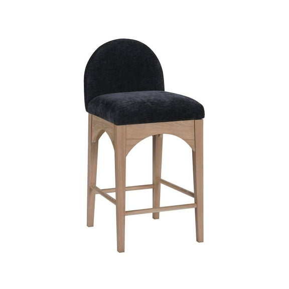 Meridian Furniture Waldorf Black Chenille Fabric Stool