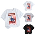 thumbnail image 4 of EnJoCho Little Children Holiday Blouse Toddler Kids Crewneck Short Sleeve Independence Day Tops Summer Boys Girls Black American Flag Print T Shirt 4th Of July Top, 4 of 9