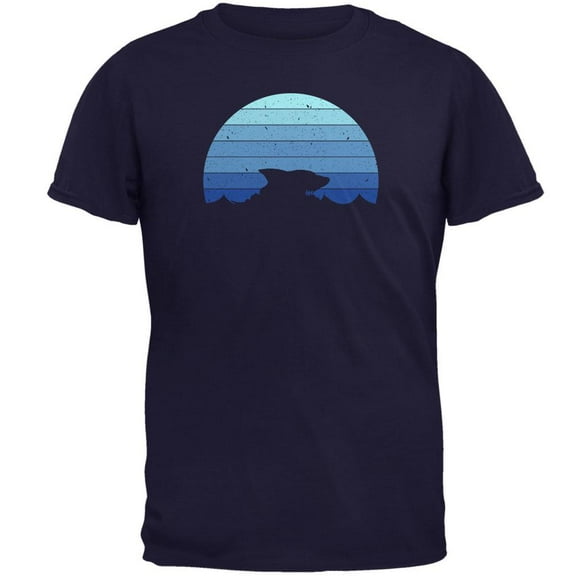 Ocean Shark Retro Sunset Blue Mens T Shirt Navy MD