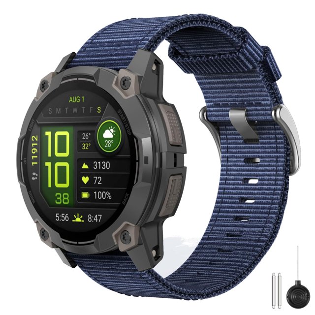 Correa MoKo de Nylon para Garmin Instinct 3 45mm Azul Oscuro
